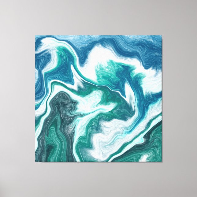 Teal and Blue Turquoise Water Ocean Marble Canvas Print (Front)