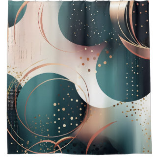 Teal and blush pink abstract modern design shower curtain