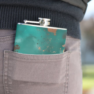 Teal and Bronze Hip Flask