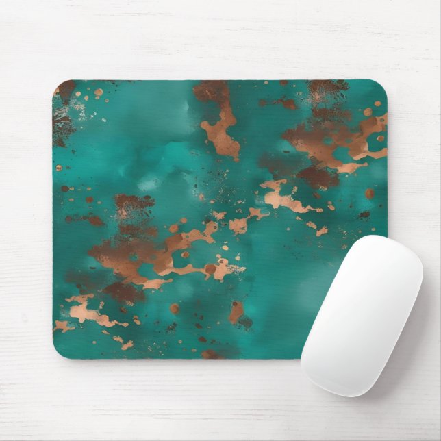 Teal and Bronze Mouse Mat (With Mouse)