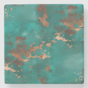 Teal and Bronze Stone Coaster