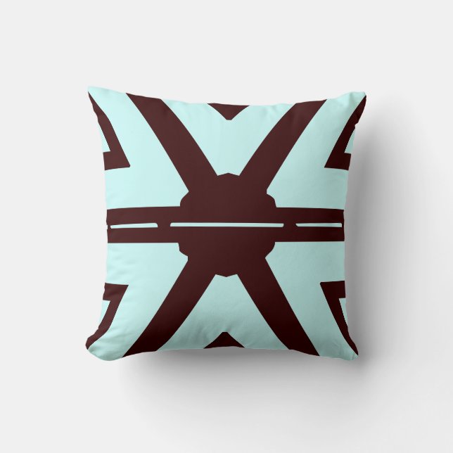 teal and brown abstract pattern pillow (Front)