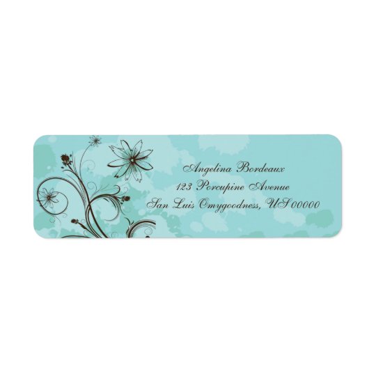 Teal and Brown Abstract Return Address Label