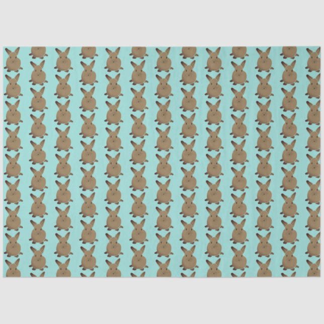 Teal and Brown Easter Bunny Tissue Paper (Front)