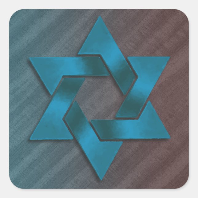 Teal and Brown Star of David Square Sticker (Front)