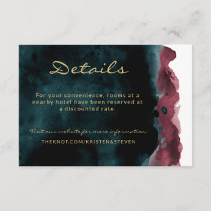 Teal and Burgundy Wedding Details Enclosure Card