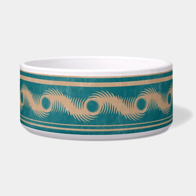 Teal and Caramel Spiral Geometric Striped Pattern (Front)