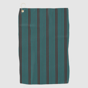 Teal and charcoal five stripe pattern golf towel