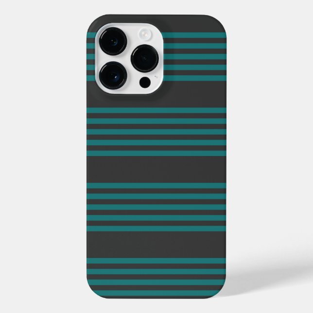 Teal and charcoal five stripe pattern iPhone case (Back)