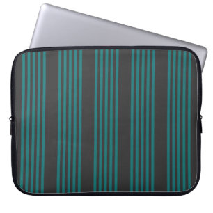 Teal and charcoal five stripe pattern laptop sleeve