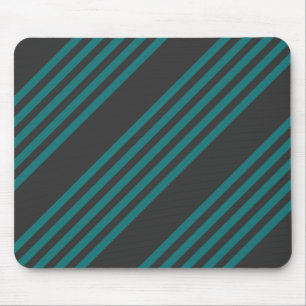 Teal and charcoal five stripe pattern mouse mat