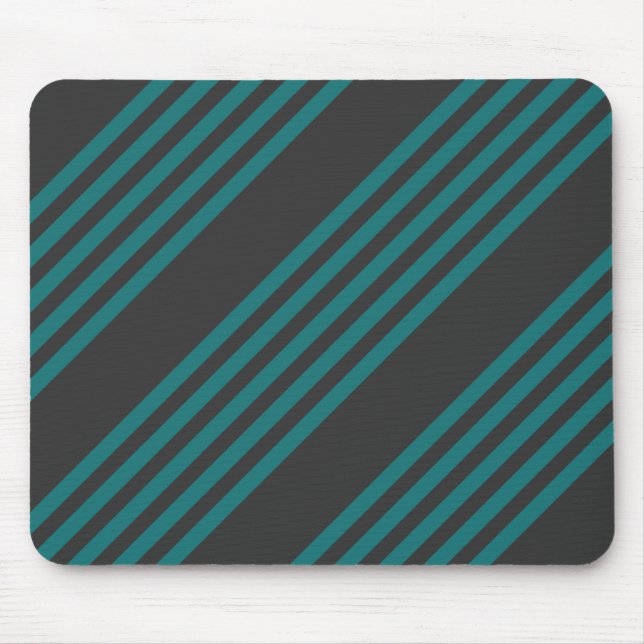 Teal and charcoal five stripe pattern mouse mat (Front)