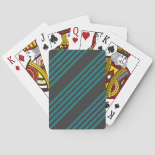 Teal and charcoal five stripe pattern playing cards