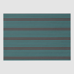 Teal and charcoal five stripe pattern tissue paper