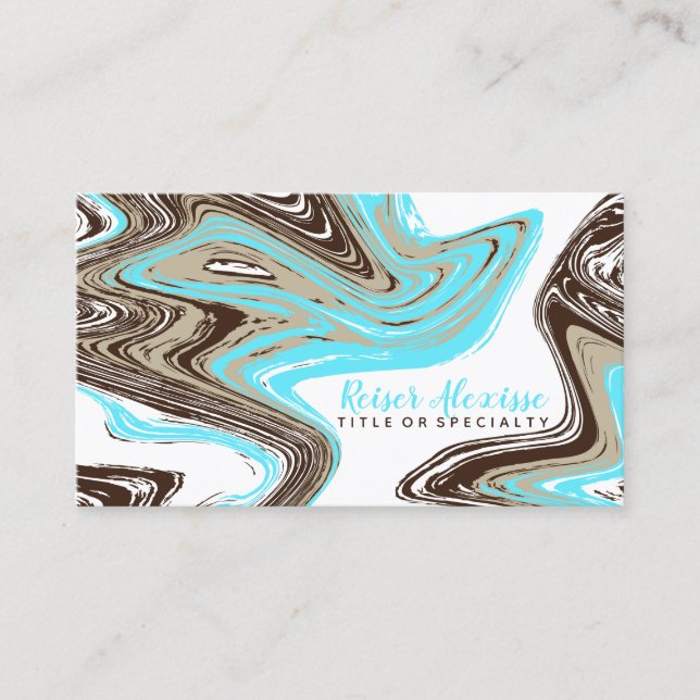 teal and chocolate strokes business card (Front)
