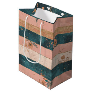 Teal and Clay Celestial Stripe with Tribal Details Medium Gift Bag