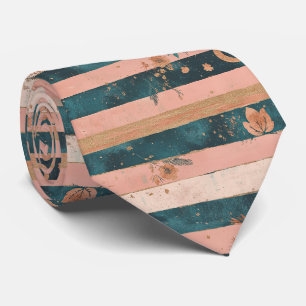 Teal and Clay Celestial Stripe with Tribal Details Tie