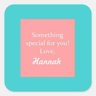 Teal And Coral Custom Childrens Gift Sticker