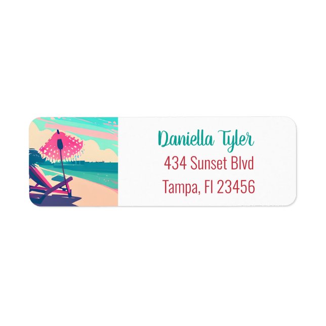 Teal and Coral Sandy Beach | Tropical (Front)