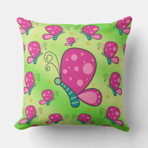 Teal and Cotton Candy Color Butterflies Cushion