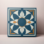 Teal and Cream Azulejo Mandala Tile<br><div class="desc">Decorate the office with this Teal and Cream Azulejo Mandala design. You can customise this further by clicking on the "PERSONALIZE" button. Change the background colour if you like. For further questions please contact us at ThePaperieGarden@gmail.com.</div>