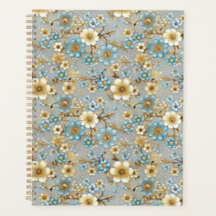 Teal and Cream Floral Chiyogami Planner