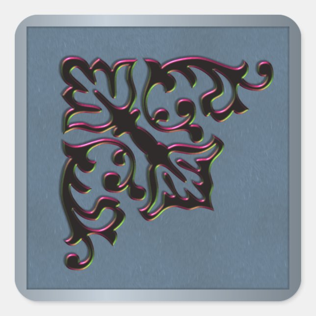 Teal and Crimson Metallic Wedding Square Sticker (Front)