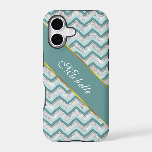 Teal and Crystal Zigzag Pattern (Back)