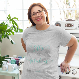 Teal and Dark Grey 50 and Fabulous Birthday  T-Shirt