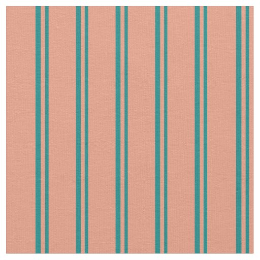 Teal and Dark Salmon Colored Lines Fabric Zazzle.co.uk