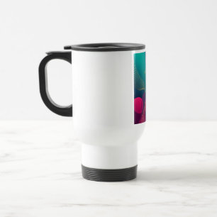 Teal And Fuchsia Modern Abstract With Gold Stars Travel Mug