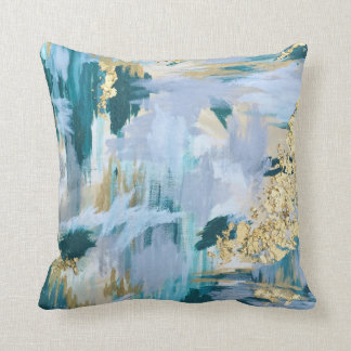 Teal and Gold Abstract Pattern Cushion
