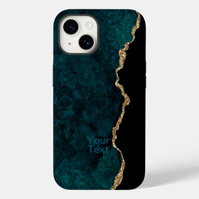 Teal and Gold Agate Case-Mate iPhone Case (Back)