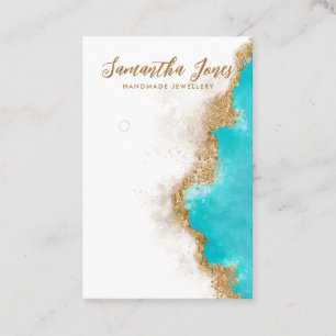 Teal and Gold Agate Jewellery Earrings Display Business Card