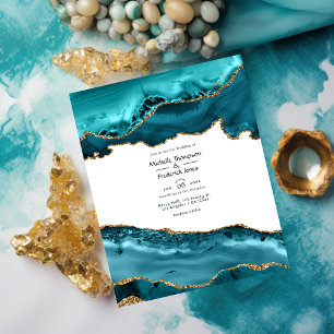 Teal and Gold Agate Wedding Flyer