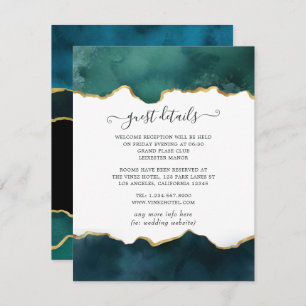 Teal and Gold Agate Wedding Guest Details Enclosure Card