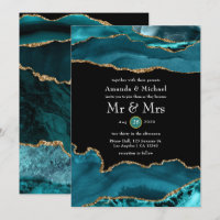 Teal and Gold Agate Wedding