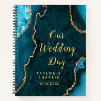 Teal and Gold Agate Wedding Planner