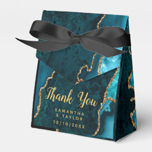 Teal and Gold Agate Wedding Thank You Favour Box