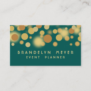 Teal and Gold Bokeh Dots Business Card