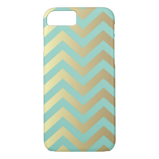 Teal and Gold Chevron iPhone 7 Case