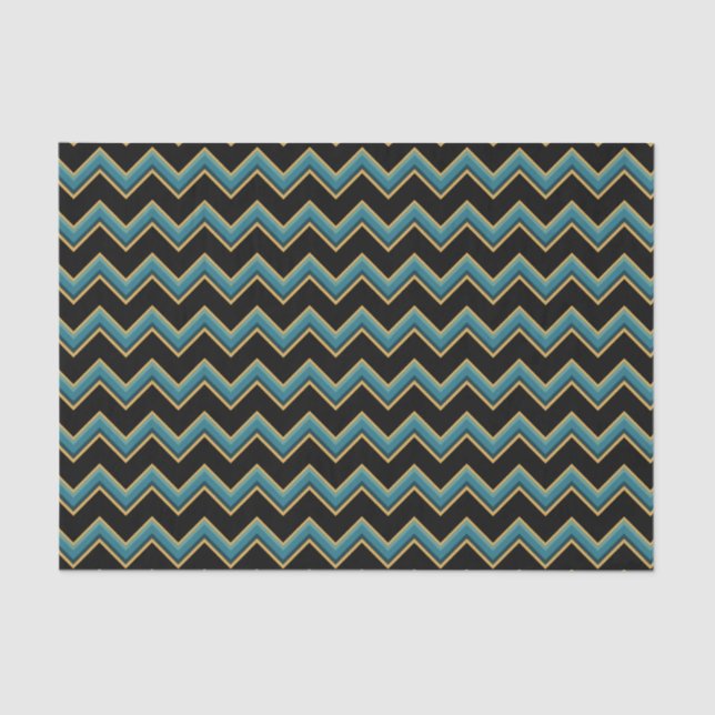 Teal and Gold Chevron Tissue Paper (Front)