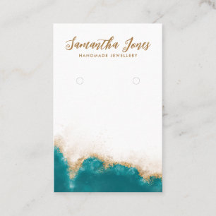 Teal and Gold Chic Jewellery Earrings Display Business Card