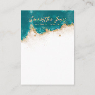 Teal and Gold Chic Jewellery Earrings Display Business Card