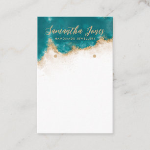 Teal and Gold Chic Jewellery Earrings Display Business Card