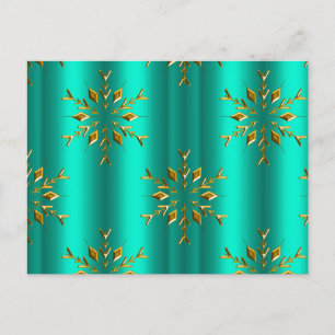 Teal and Gold Christmas Stars Postcard