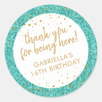 Teal and Gold Confetti Glitter Thank You Favour