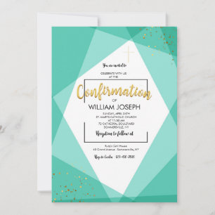 Teal and Gold Confirmation Invitation