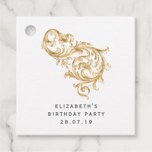 Teal and Gold Damask Favour Tags