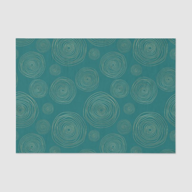 Teal and Gold Doodle Pattern Tissue Paper (Front)